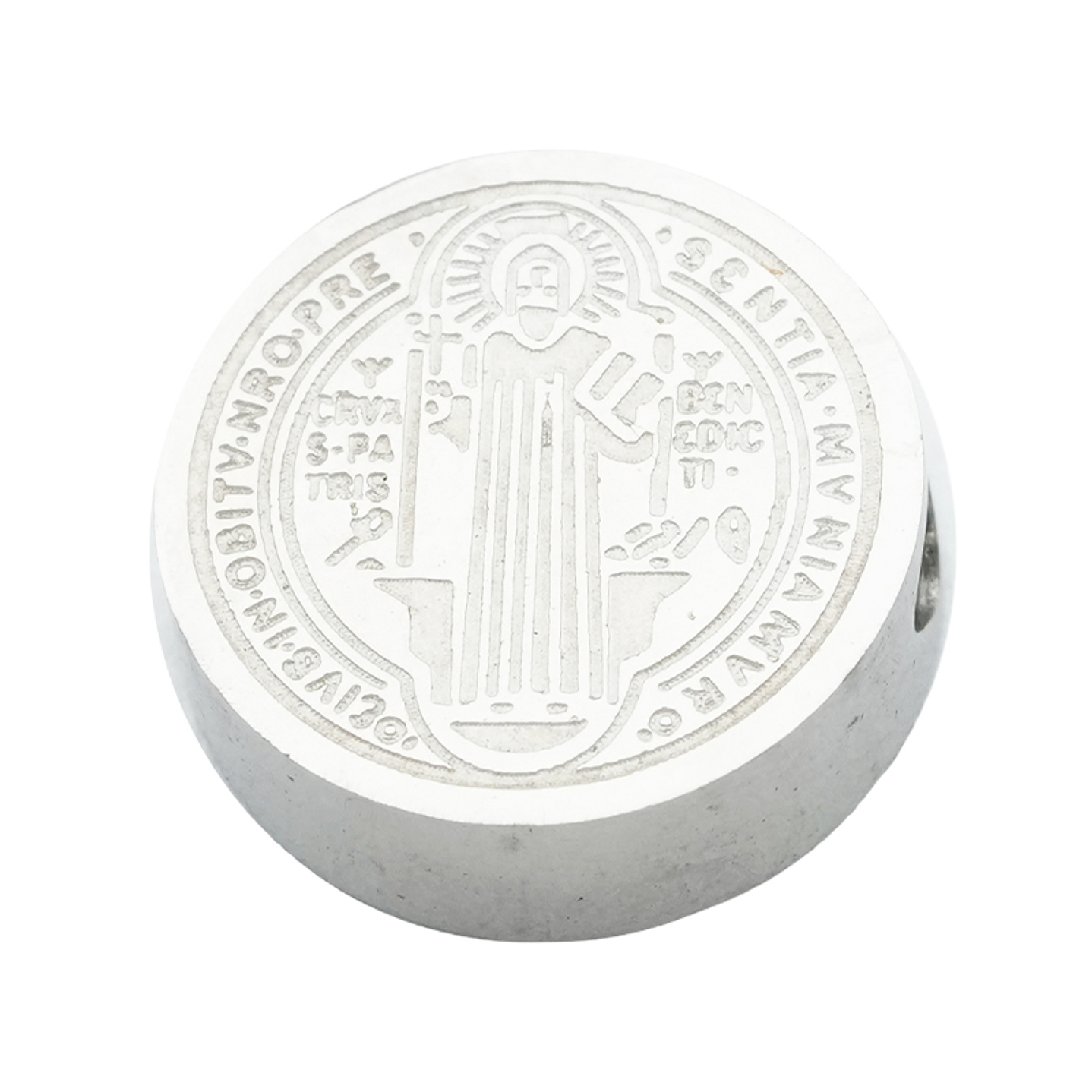 ACERO PLATEADO MEDALLA SAN BENITO RELIEVE 15MM 1