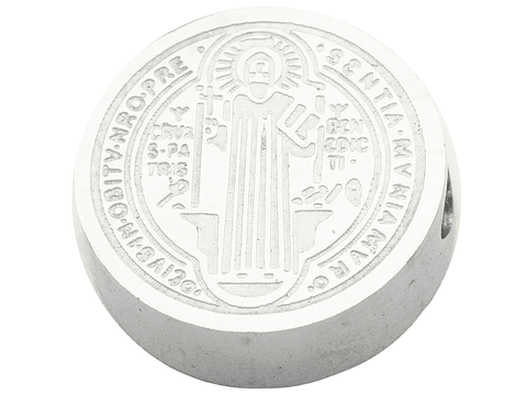 ACERO PLATEADO MEDALLA SAN BENITO RELIEVE 15MM