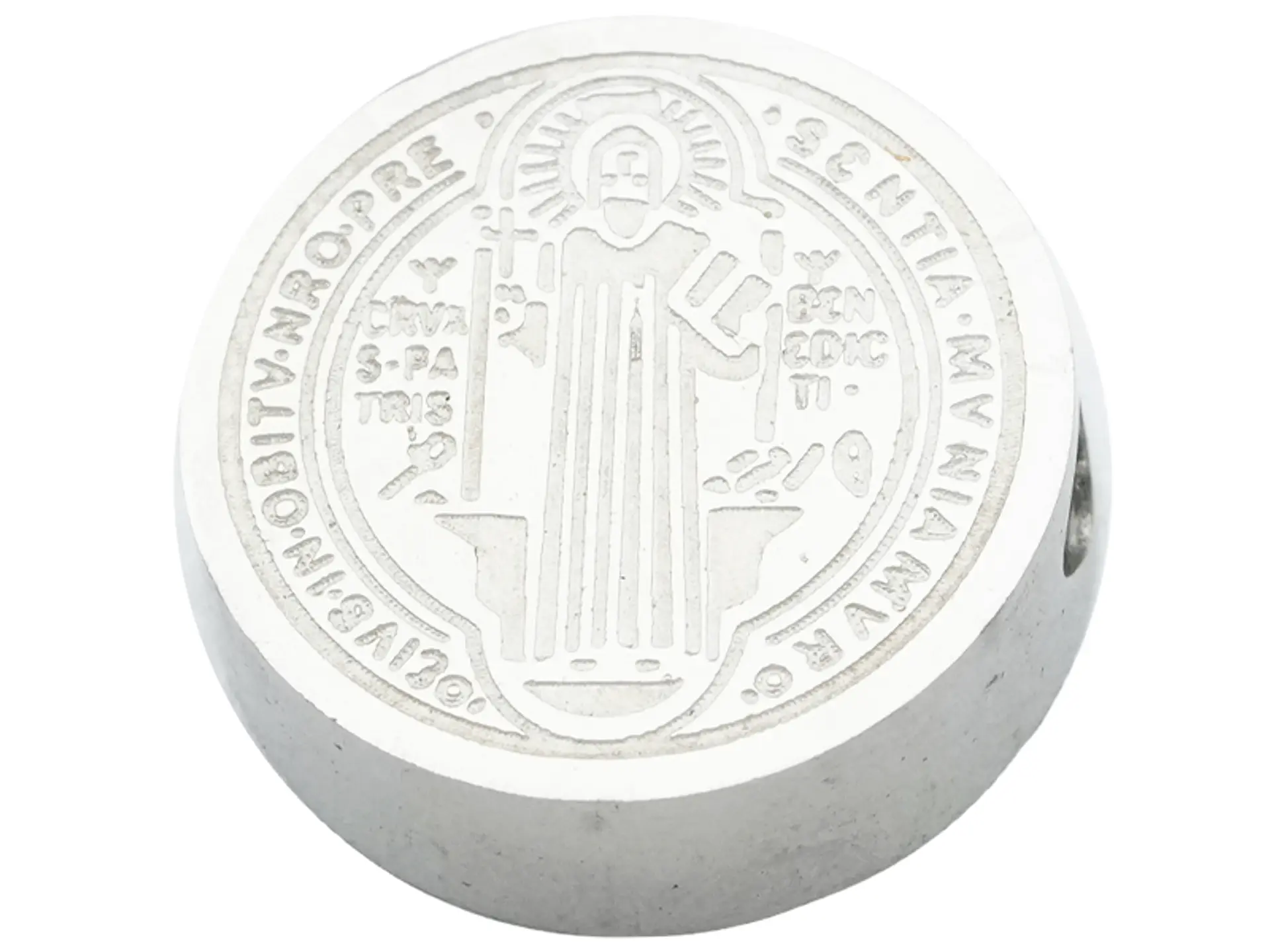 ACERO PLATEADO MEDALLA SAN BENITO RELIEVE 15MM 1