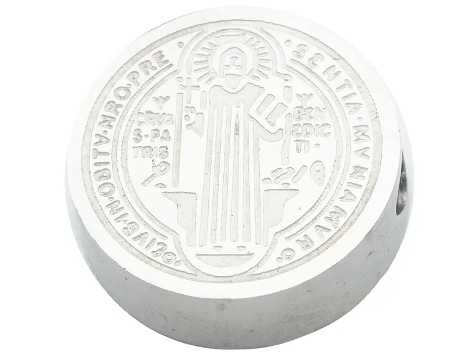 ACERO PLATEADO MEDALLA SAN BENITO RELIEVE 15MM 1
