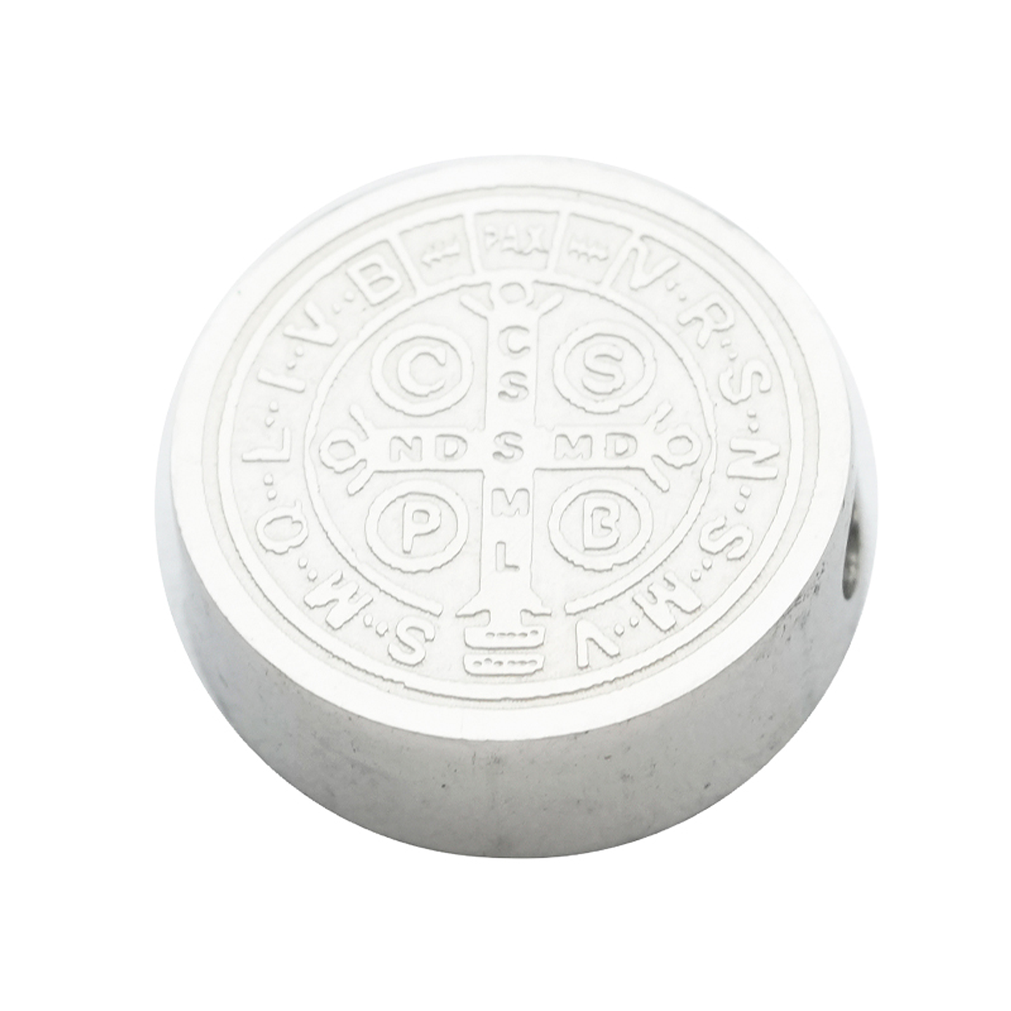 ACERO PLATEADO MEDALLA SAN BENITO RELIEVE 14MM  2