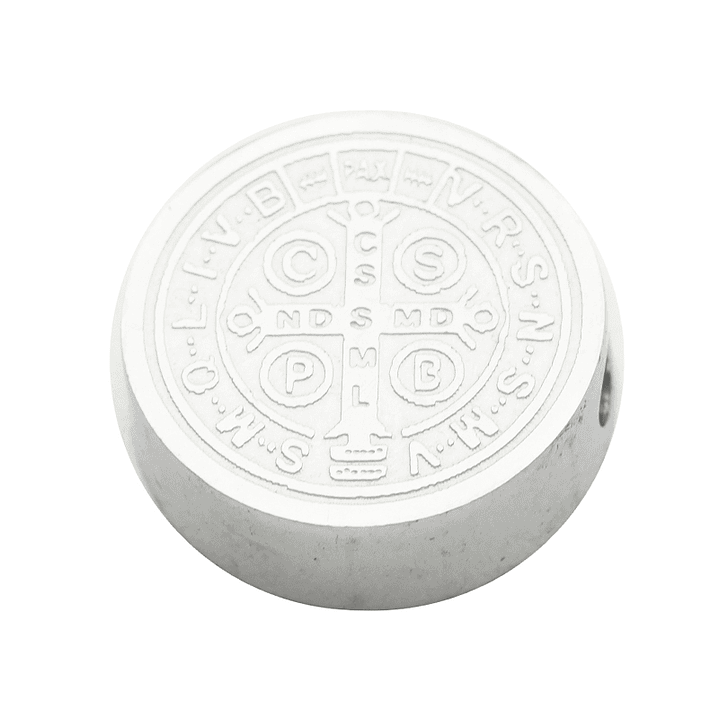 ACERO PLATEADO MEDALLA SAN BENITO RELIEVE 14MM  2