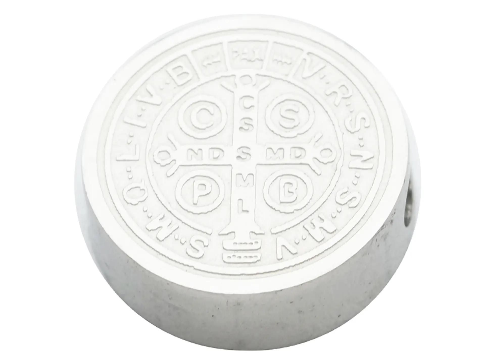 ACERO PLATEADO MEDALLA SAN BENITO RELIEVE 14MM  2