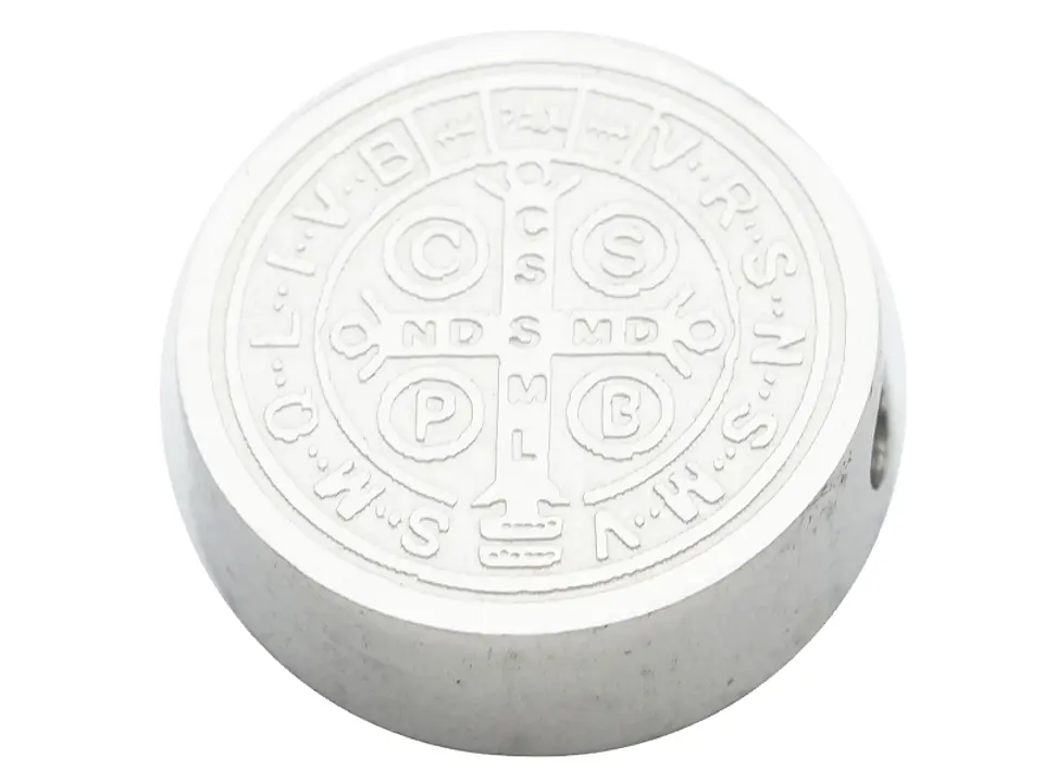 ACERO PLATEADO MEDALLA SAN BENITO RELIEVE 14MM  2