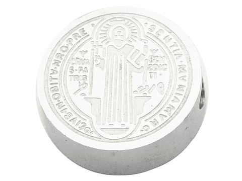 ACERO PLATEADO MEDALLA SAN BENITO RELIEVE 14MM 