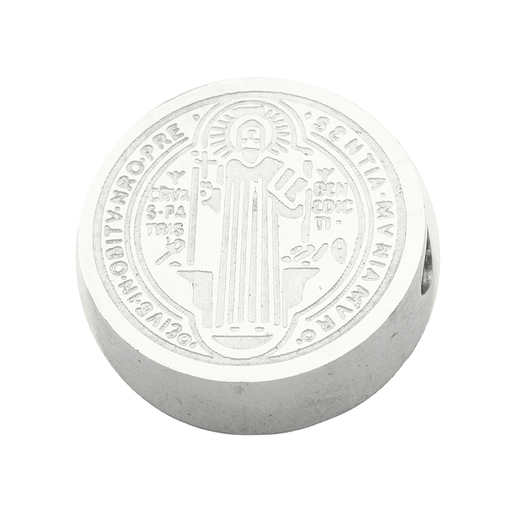 ACERO PLATEADO MEDALLA SAN BENITO RELIEVE 14MM  1