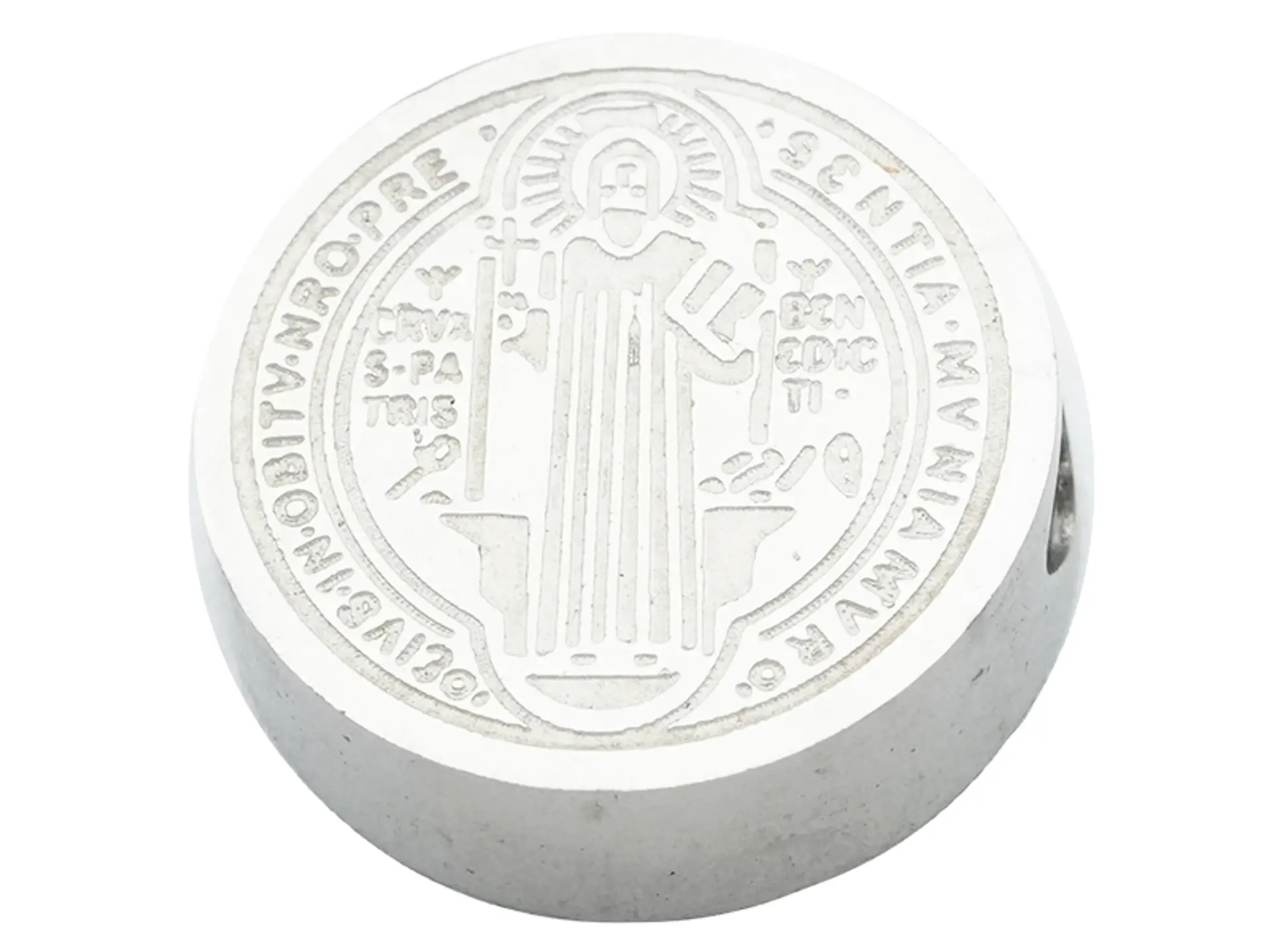 ACERO PLATEADO MEDALLA SAN BENITO RELIEVE 14MM  1