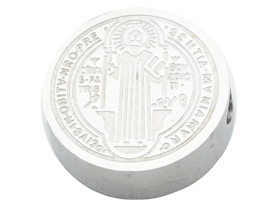 ACERO PLATEADO MEDALLA SAN BENITO RELIEVE 14MM  1
