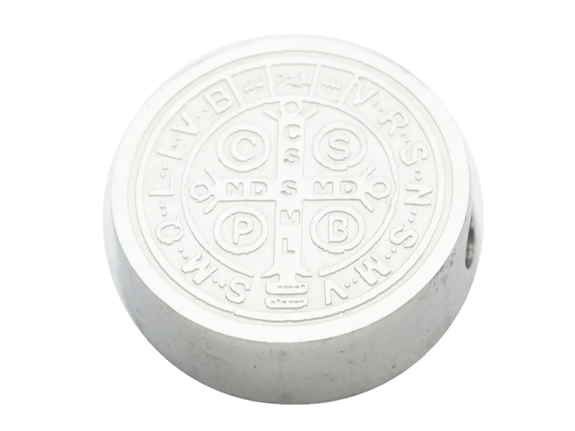ACERO PLATEADO MEDALLA SAN BENITO RELIEVE 10MM 2