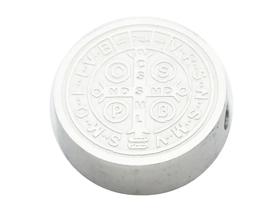 ACERO PLATEADO MEDALLA SAN BENITO RELIEVE 10MM 2