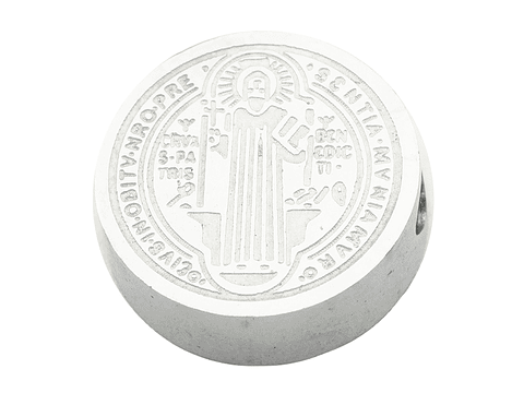 ACERO PLATEADO MEDALLA SAN BENITO RELIEVE 10MM