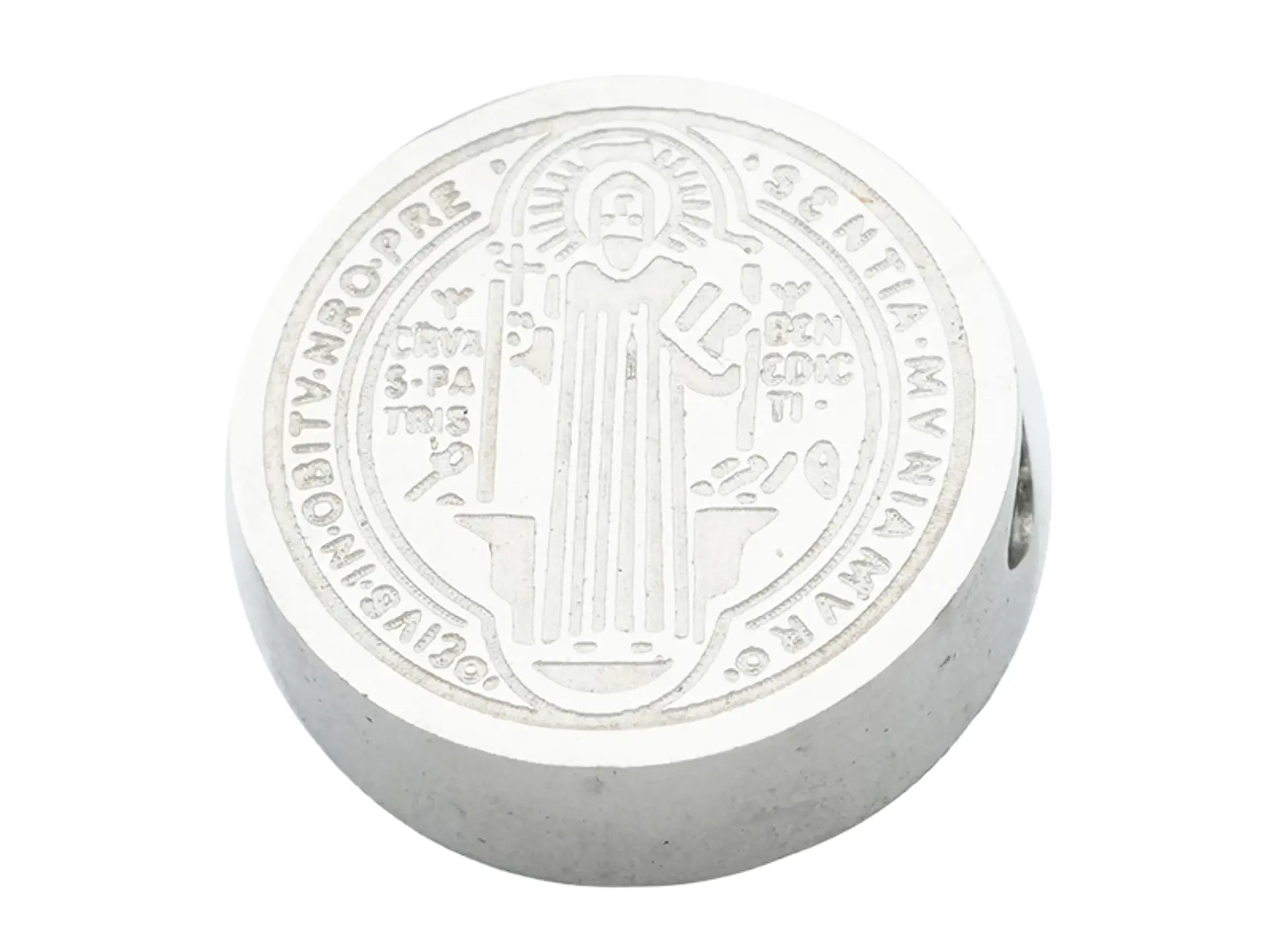 ACERO PLATEADO MEDALLA SAN BENITO RELIEVE 10MM 1