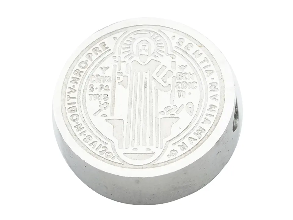 ACERO PLATEADO MEDALLA SAN BENITO RELIEVE 10MM 1