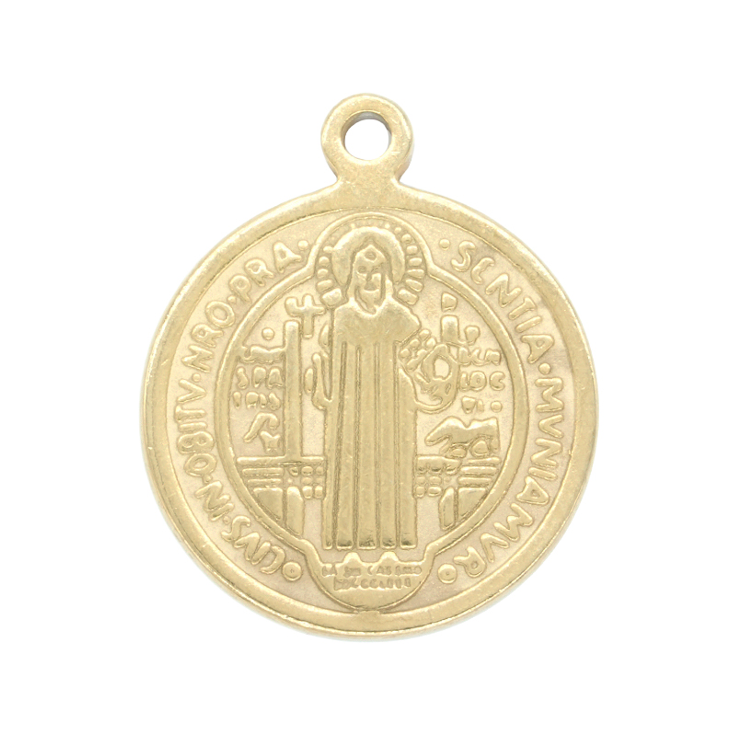 ACERO DORADO DIJE SAN BENITO 18MM 1
