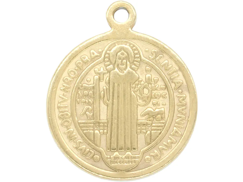 ACERO DORADO DIJE SAN BENITO 18MM 1