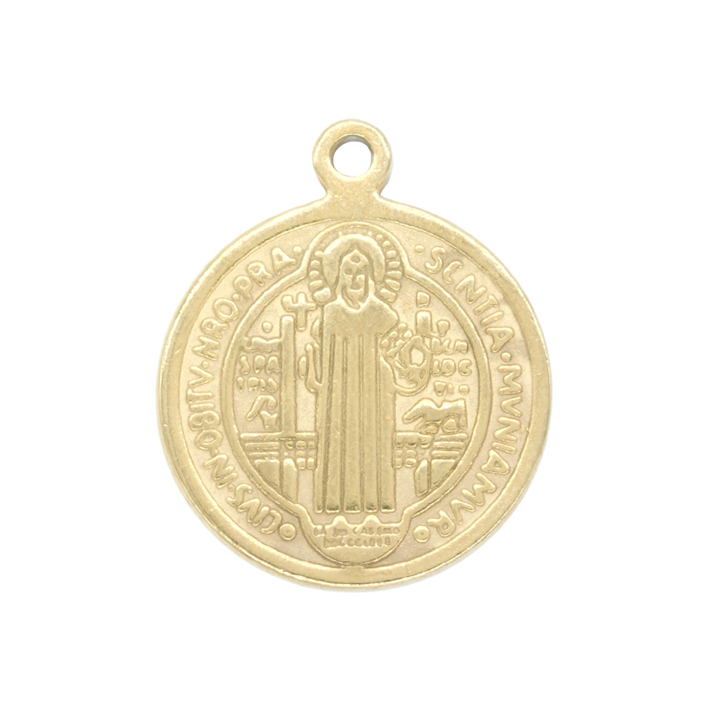 ACERO DORADO DIJE SAN BENITO 12MM 1