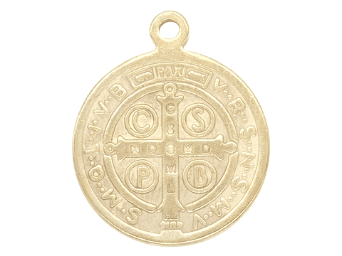 MEDALLA ACERO DORADO  SAN BENITO 14 MM 