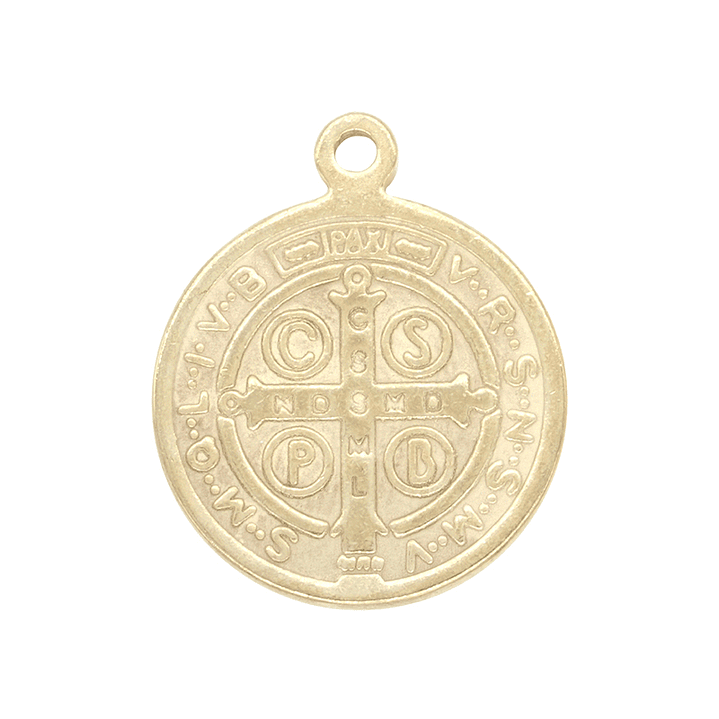 MEDALLA ACERO DORADO  SAN BENITO 14 MM  2