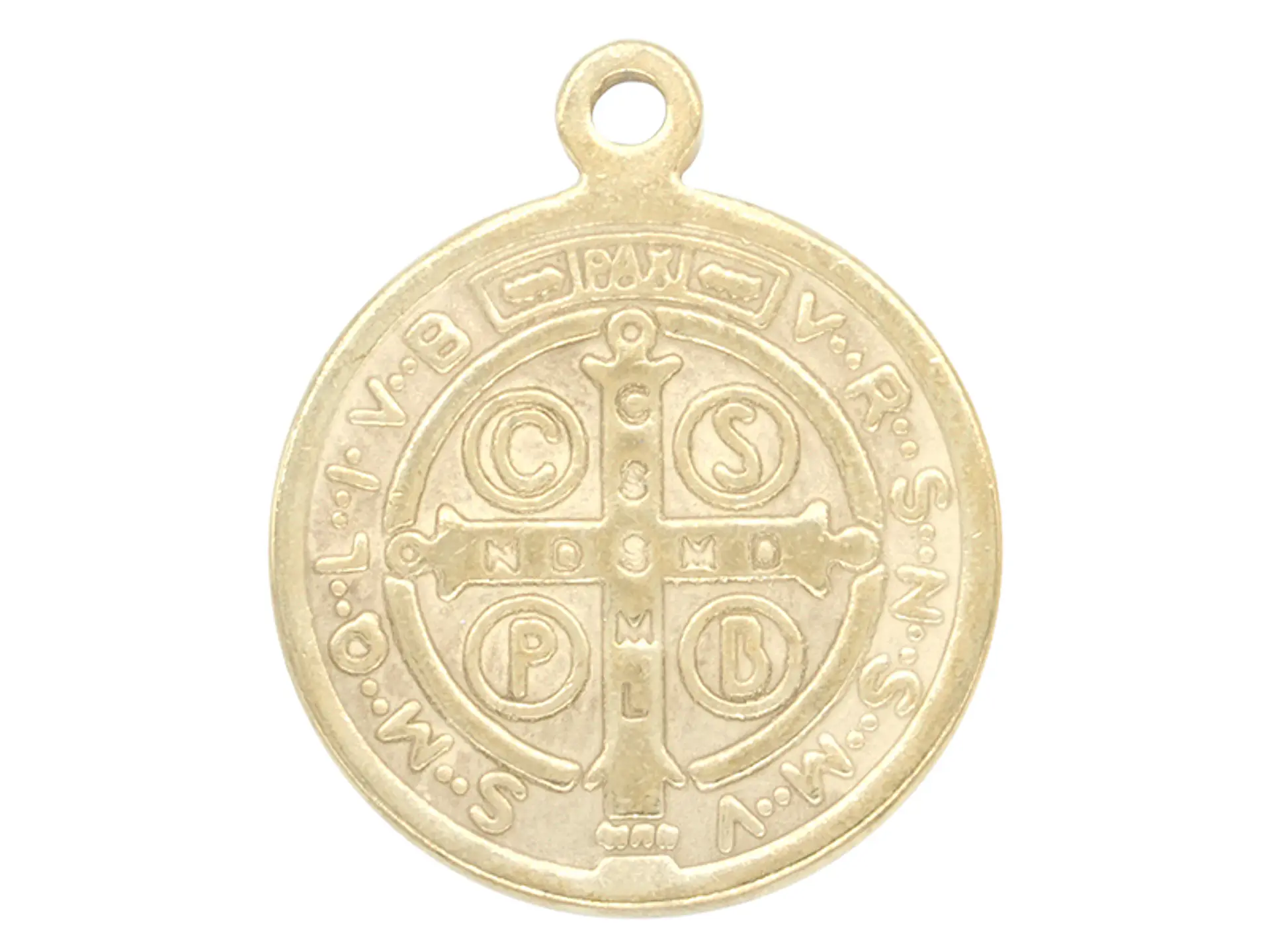 MEDALLA ACERO DORADO  SAN BENITO 14 MM  2