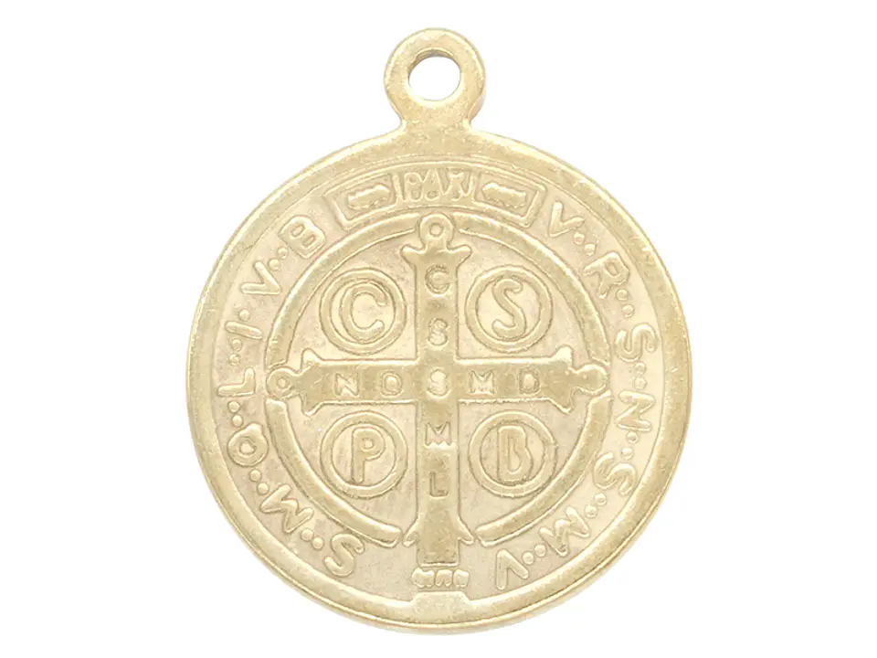 MEDALLA ACERO DORADO  SAN BENITO 14 MM  2