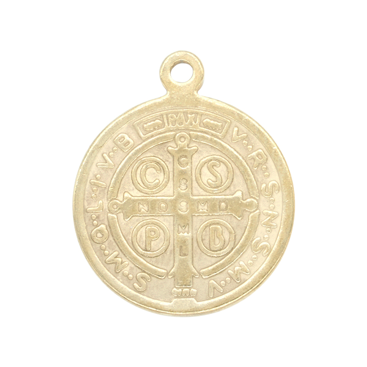 MEDALLA ACERO DORADO  SAN BENITO 16 MM  2