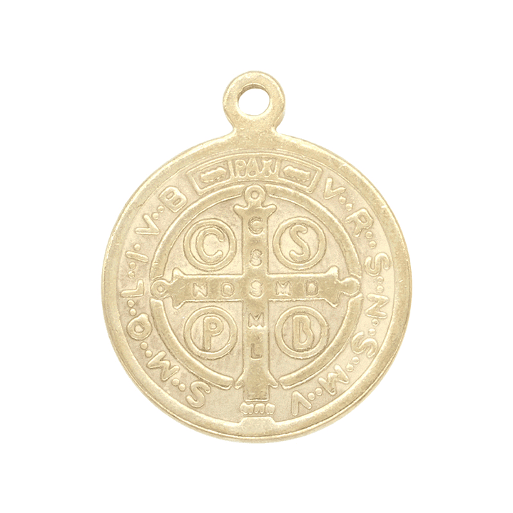 MEDALLA ACERO DORADO  SAN BENITO 16 MM  2