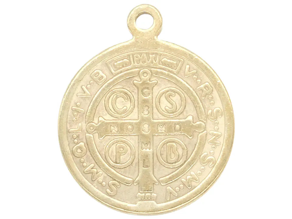 MEDALLA ACERO DORADO  SAN BENITO 16 MM  2