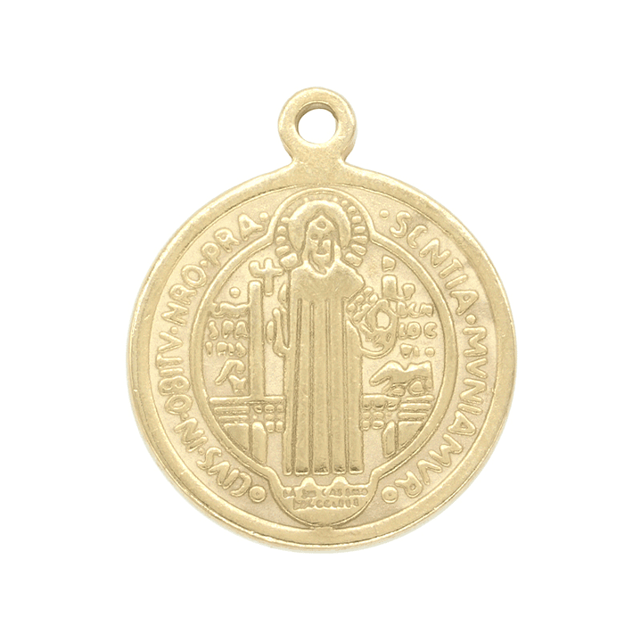 MEDALLA ACERO DORADO  SAN BENITO 16 MM  1