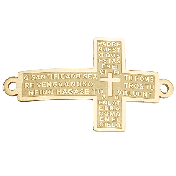 ACERO DORADO SEPARADOR CRUZ PADRE NUESTRO 42*24MM 1
