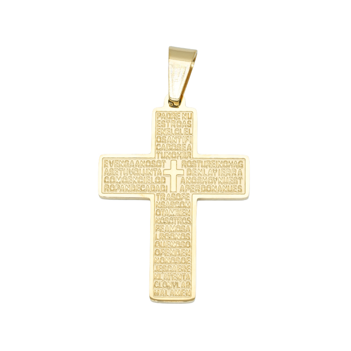 ACERO DORADO CRUZ PADRE NUESTRO RELIEVE 35*25*1.9MM 1