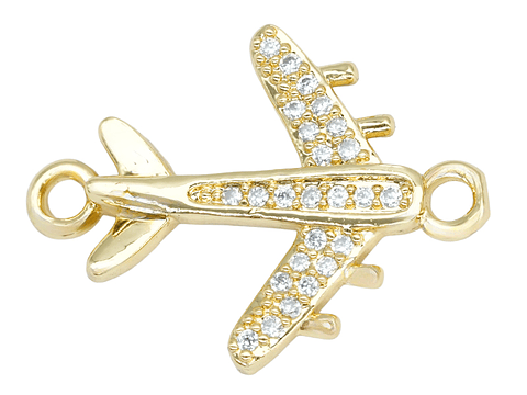 RODIO DORADO TERMINAL AVION  CIRCON BLANCO 21MM 