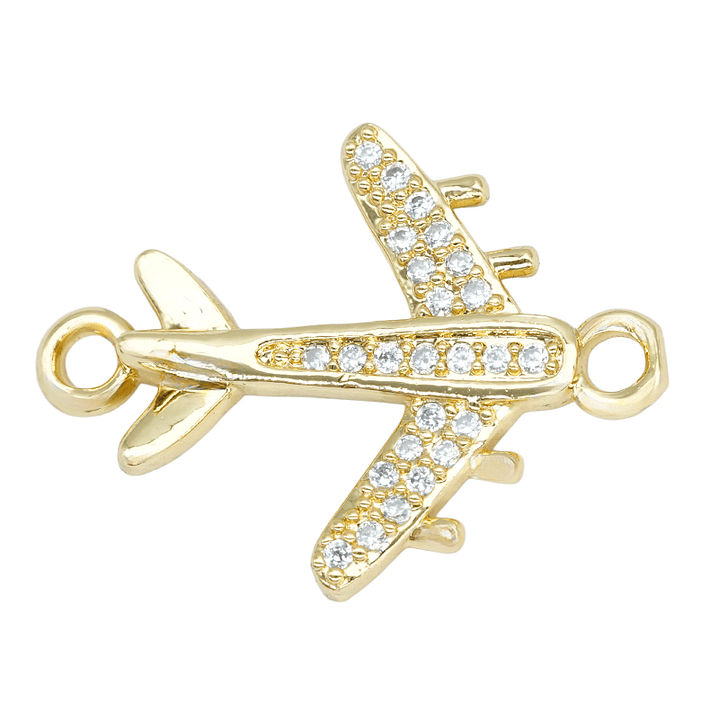RODIO DORADO TERMINAL AVION  CIRCON BLANCO 21MM  1