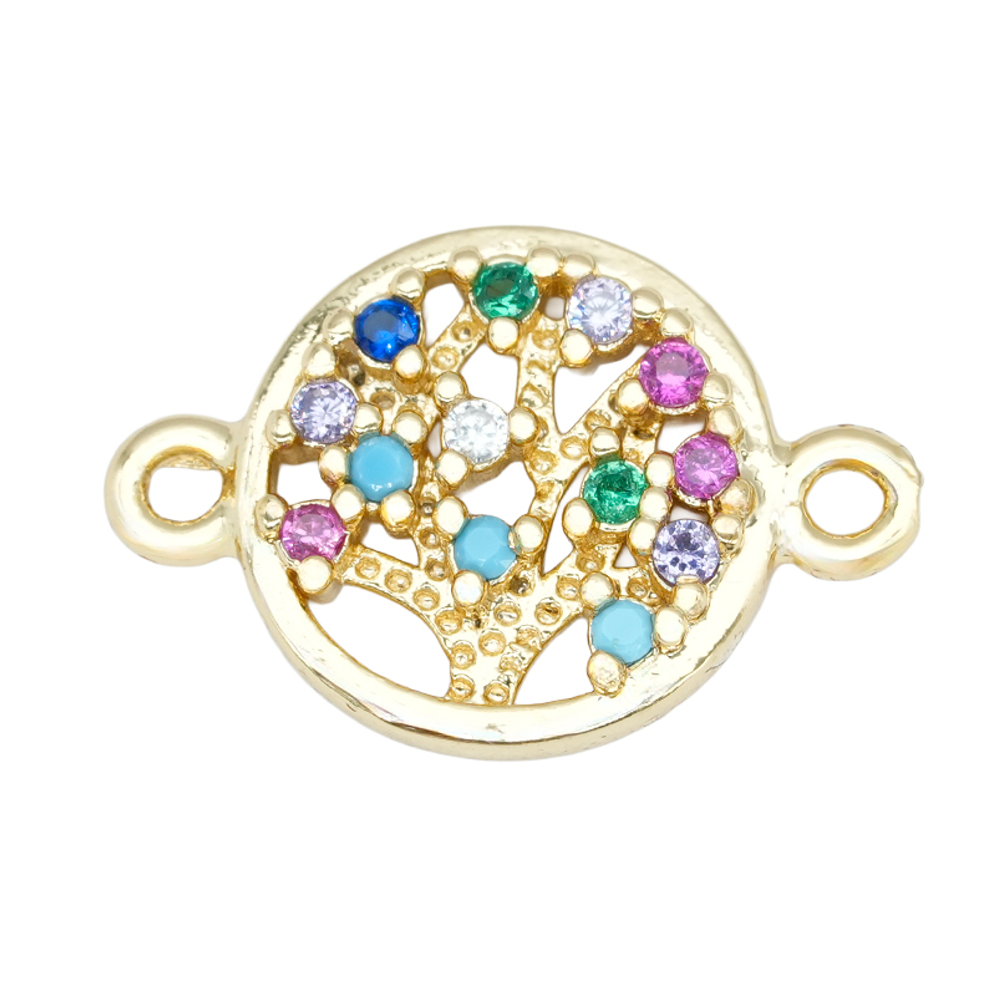 RODIO DORADO TERMINAL ARBOL VIDA 10MM CIRCON MIX 1