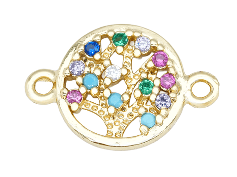 RODIO DORADO TERMINAL ARBOL VIDA 10MM CIRCON MIX