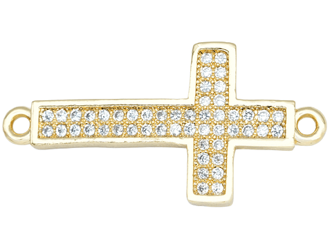RODIO CRUZ TERMINAL DORADA CIRCON BLANCO 13*6.5MM 