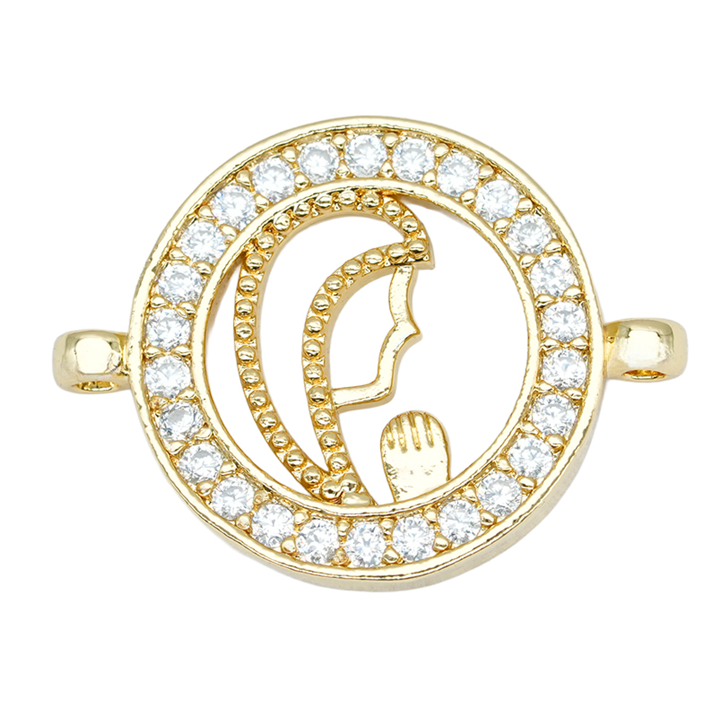 RODIO DORADO VIRGEN SILUETA CIRCON BLANCO 20*14.6MM  1