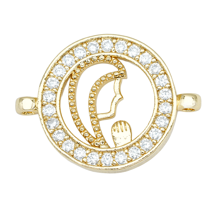 RODIO DORADO VIRGEN SILUETA CIRCON BLANCO 20*14.6MM  1