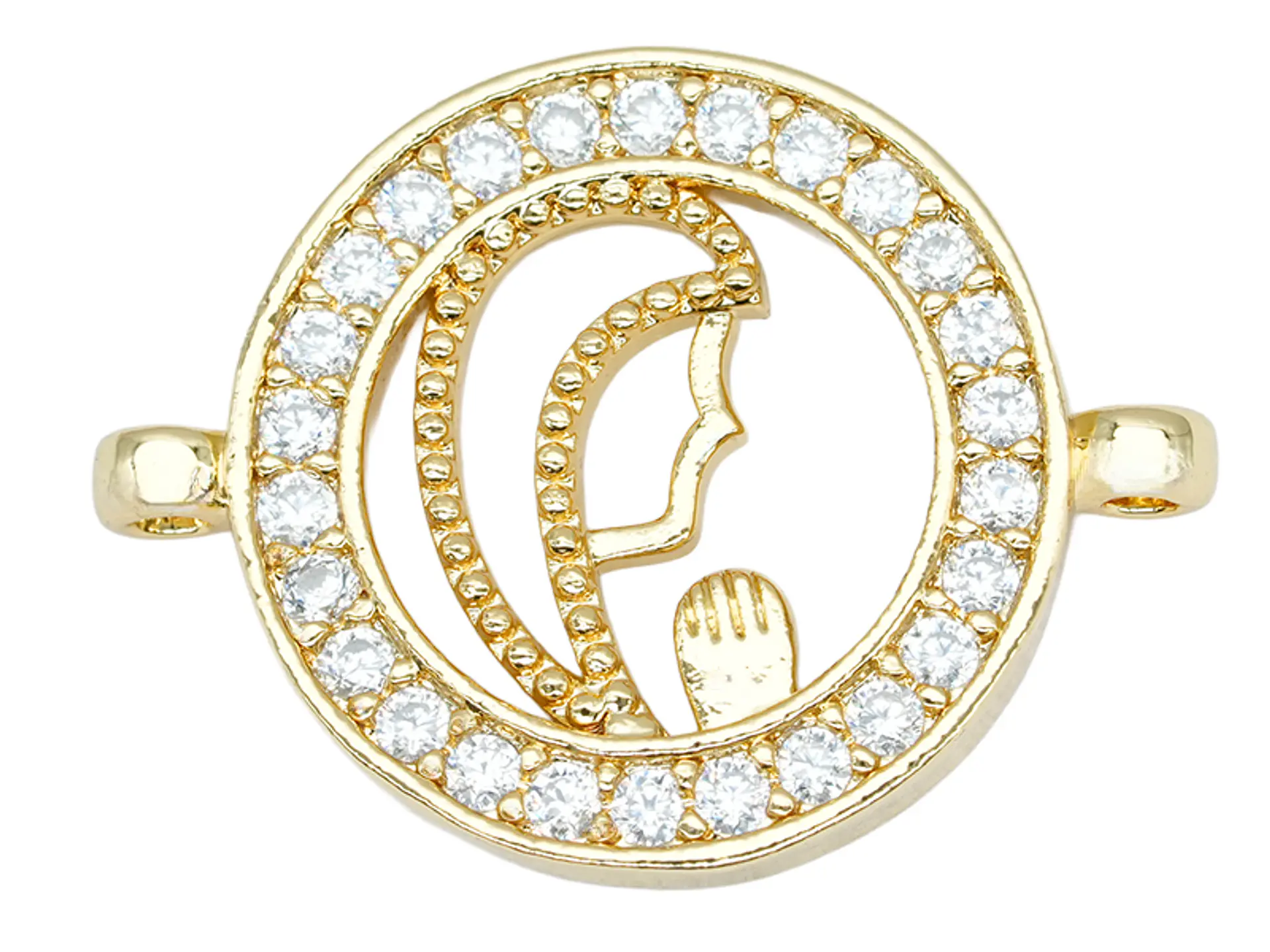 RODIO DORADO VIRGEN SILUETA CIRCON BLANCO 20*14.6MM  1