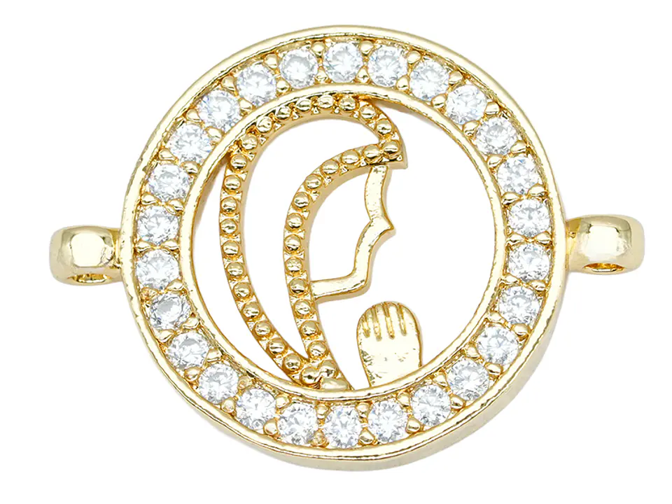 RODIO DORADO VIRGEN SILUETA CIRCON BLANCO 20*14.6MM  1