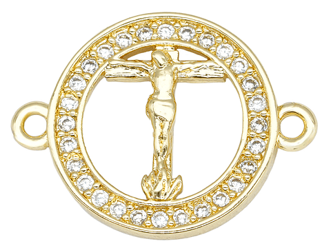 RODIO DORADO TERMINAL IMAGEN CRISTO CIRCON BL 13MM