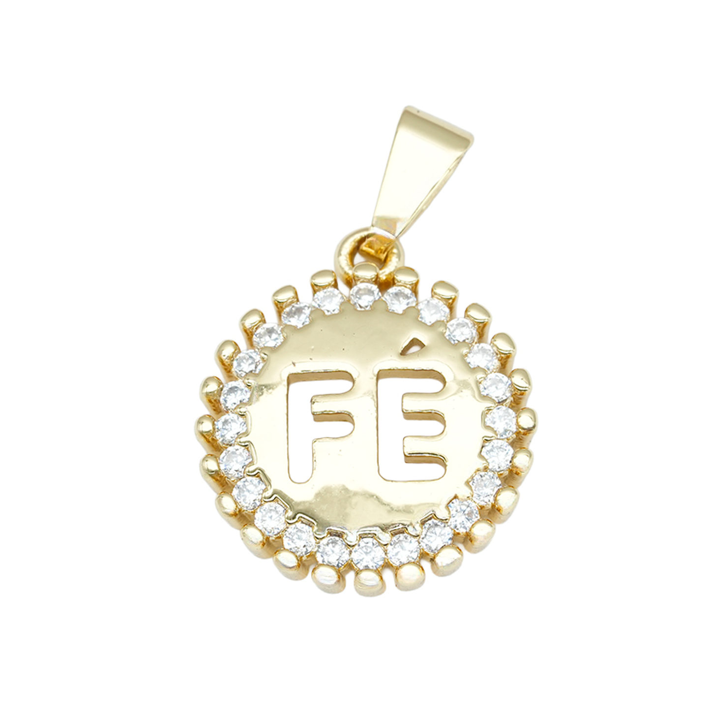 RODIO DORADO DIJE REDONDO FE CIRCON BLANCO 10MM  1