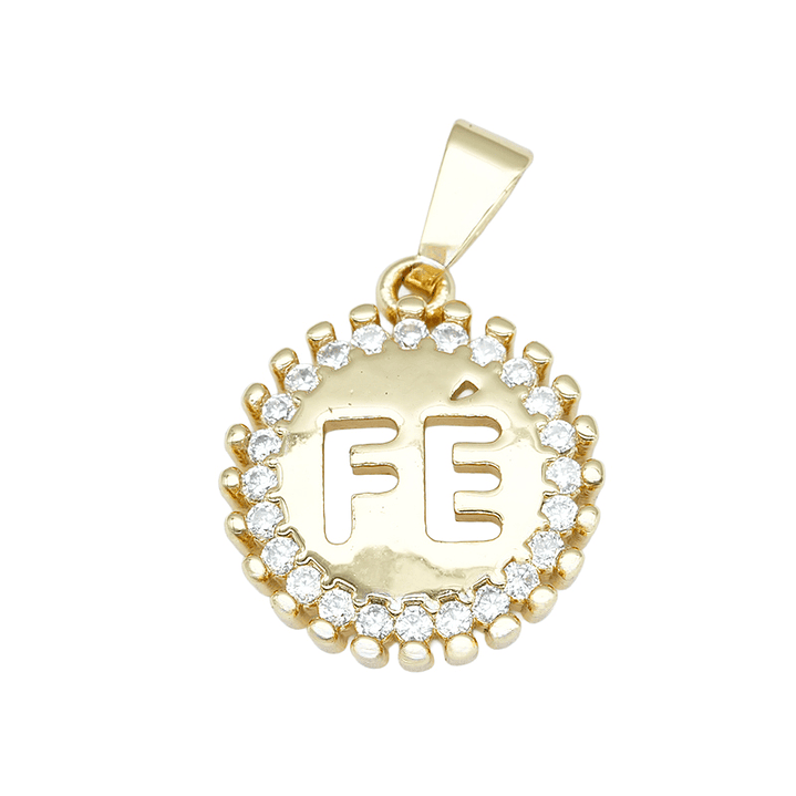 RODIO DORADO DIJE REDONDO FE CIRCON BLANCO 10MM  1