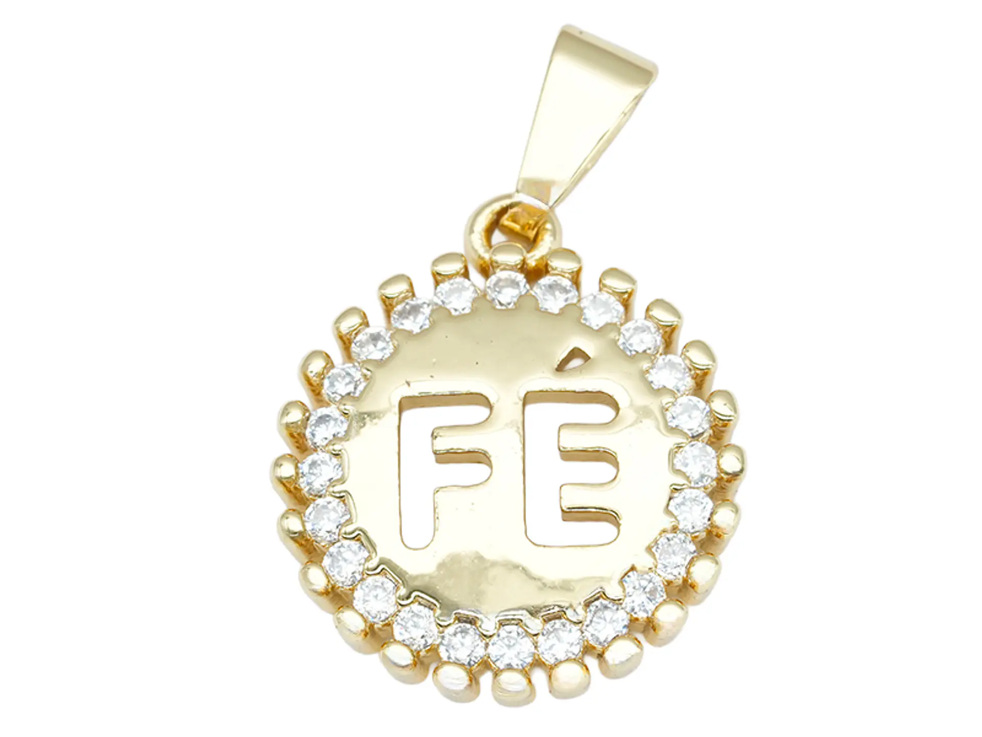 RODIO DORADO DIJE REDONDO FE CIRCON BLANCO 10MM  1