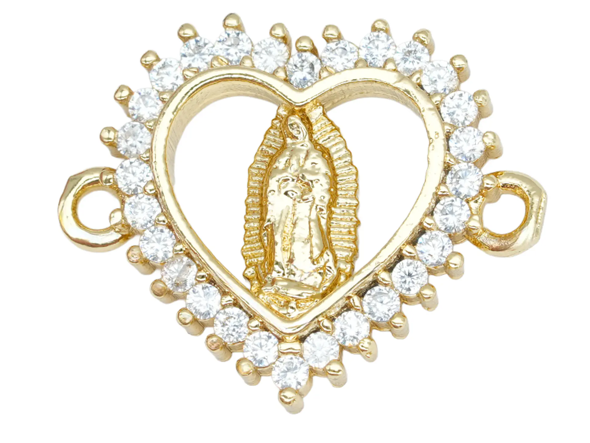 RODIO DORADO CORAZON VIRGEN GUADALUPE 17MM CIRCON BLANCO 1