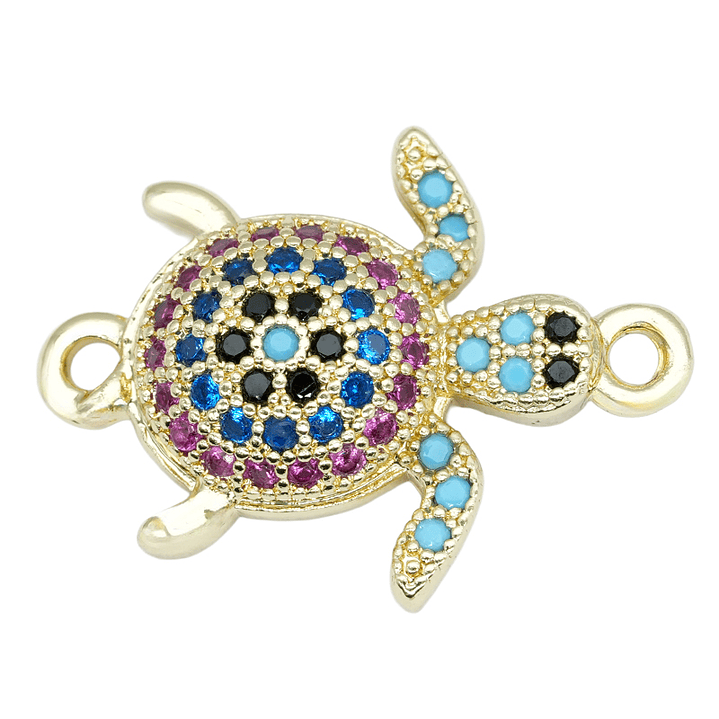 GOLDEN RHODIUM TURTLE ZIRCON MIX 20MM X UNIT 1