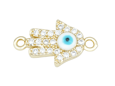 RODIO DORADO MANO HAMSA OJO AZUL CLARO CIRCON 16MM 