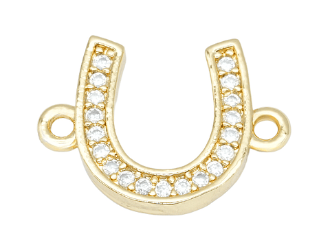 RODIO DORADO TERMINAL HERRADURA PQ CIRCON BLANCO 16*11MM