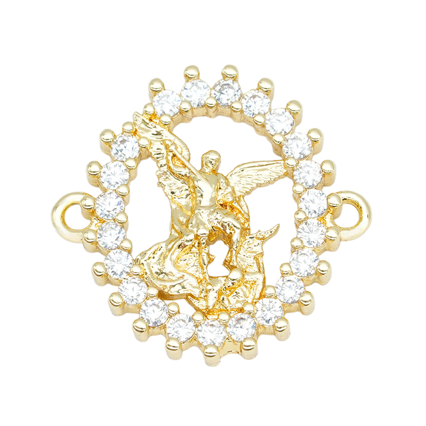 RODIO DORADO CENTRO ARCANGEL SAN MIGUEL OVALADO ZIRCON BLANCO 19MM 1