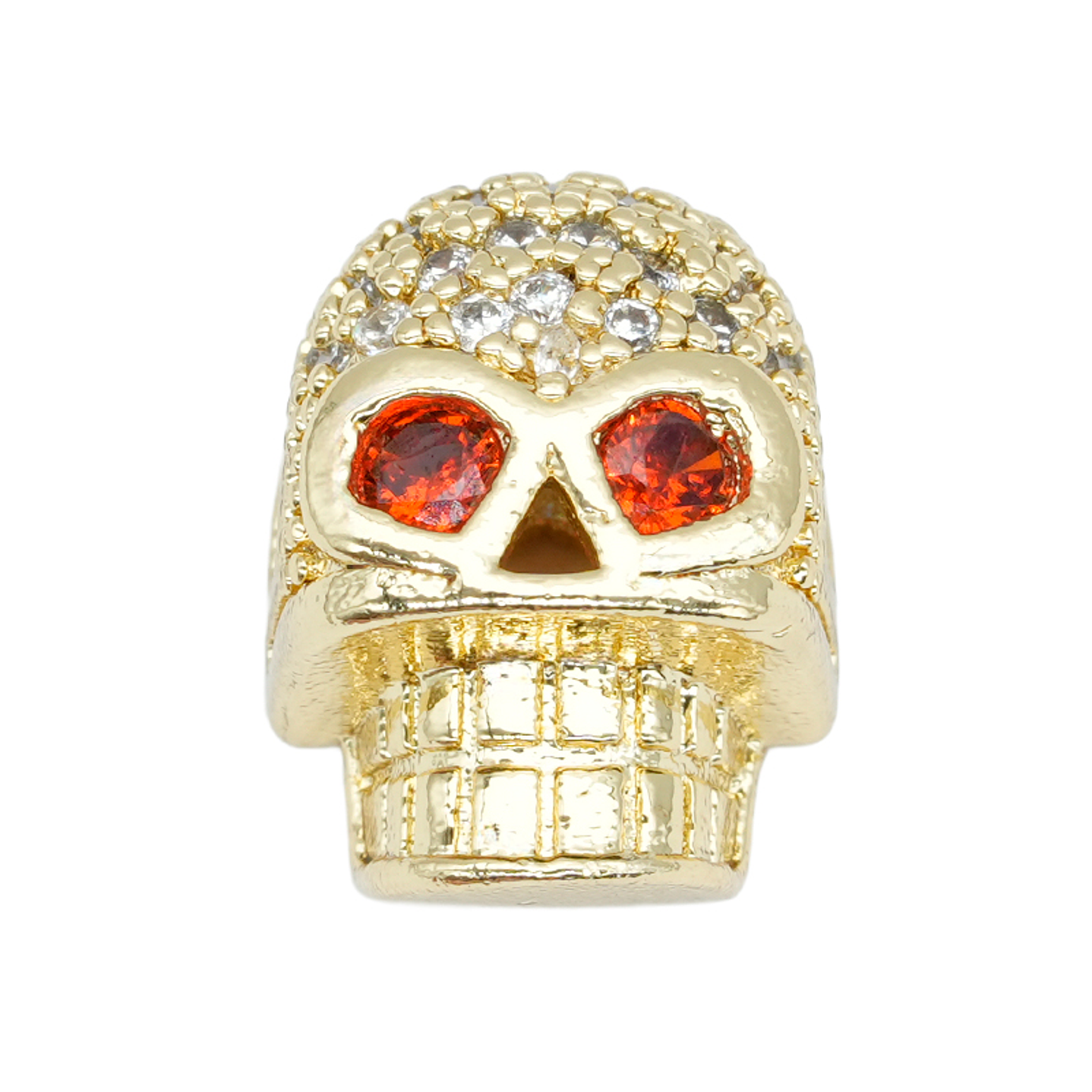 RODIO DORADO CALAVERA OJO ROJO CIRCON BLANCO 10*12MM 1