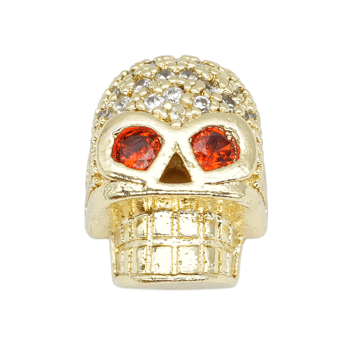 RODIO DORADO CALAVERA OJO ROJO CIRCON BLANCO 10*12MM 1